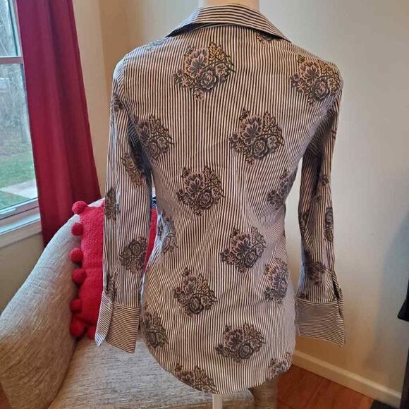 Zara Woman striped floral tie collared shirt XS - Picture 7 of 11